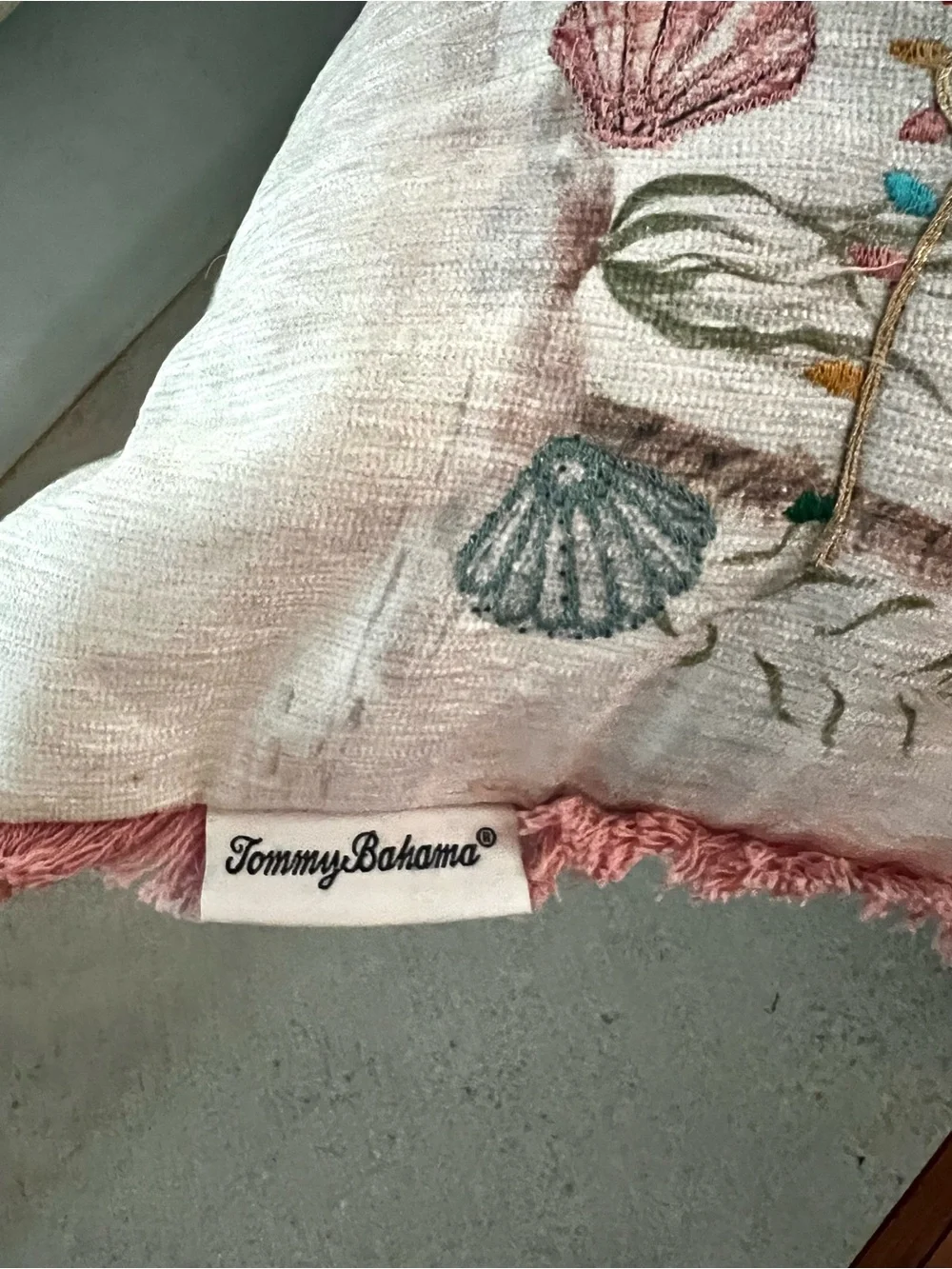Tommy Bahama Holiday Flamingo Embroidered Throw Pillow Christmas Coastal,20 x 12